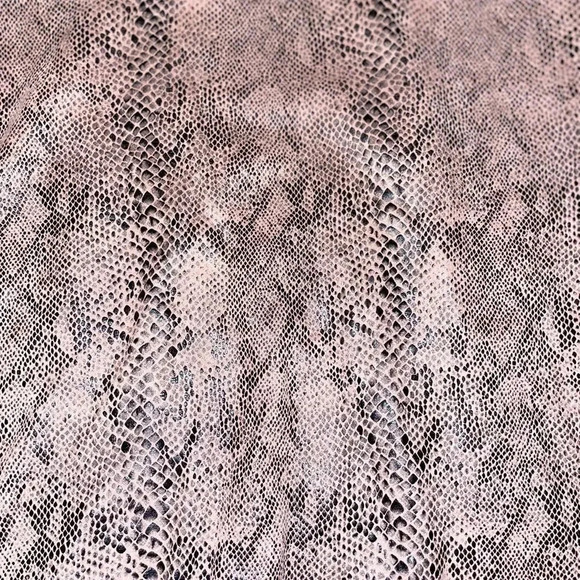 M.N.I LOS ANGELES LINED FAUX SUEDE SNAKESKIN MINI SKIRT BLUSH AND BLACK SIZE M - Picture 10 of 12